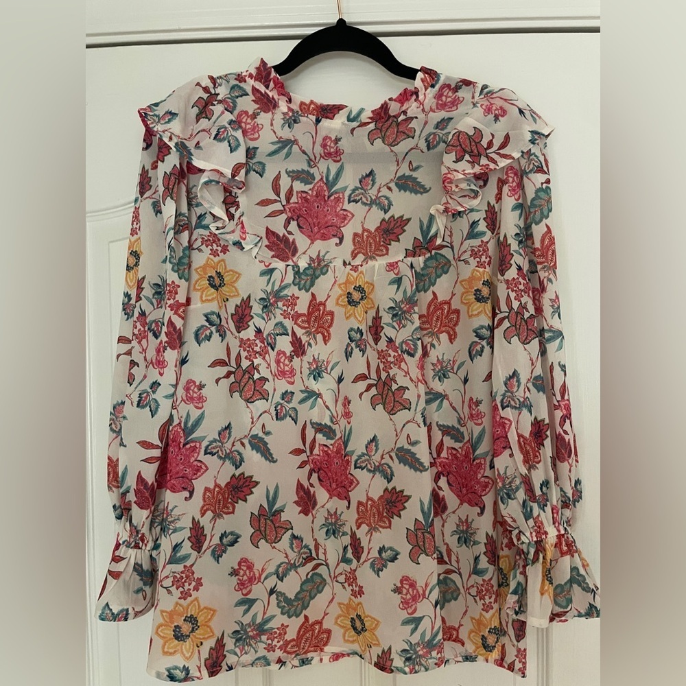 Flying Tomato Floral Chiffon Blouse - Pink and Orange